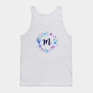 Floral Monogram M Icy Winter Blossoms Tank Top